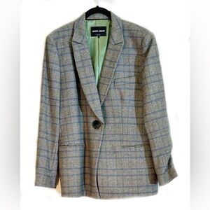 Giorgio Armani Blue Plaid Women’s Wool Blazer, 48,12